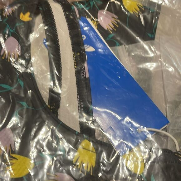 NWT Adidas AOP stretchy tulip print black racing stripes swim suit Medium M - Picture 9 of 14